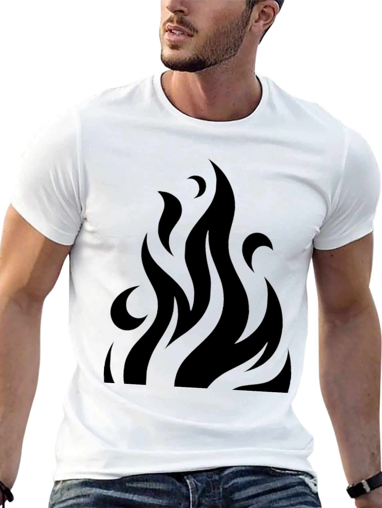 Bold Black Flame Graphic Tee - Modern Style