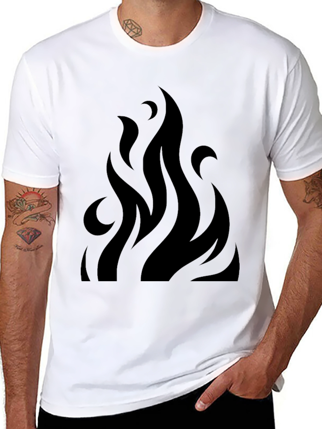 Bold Black Flame Graphic Tee - Modern Style