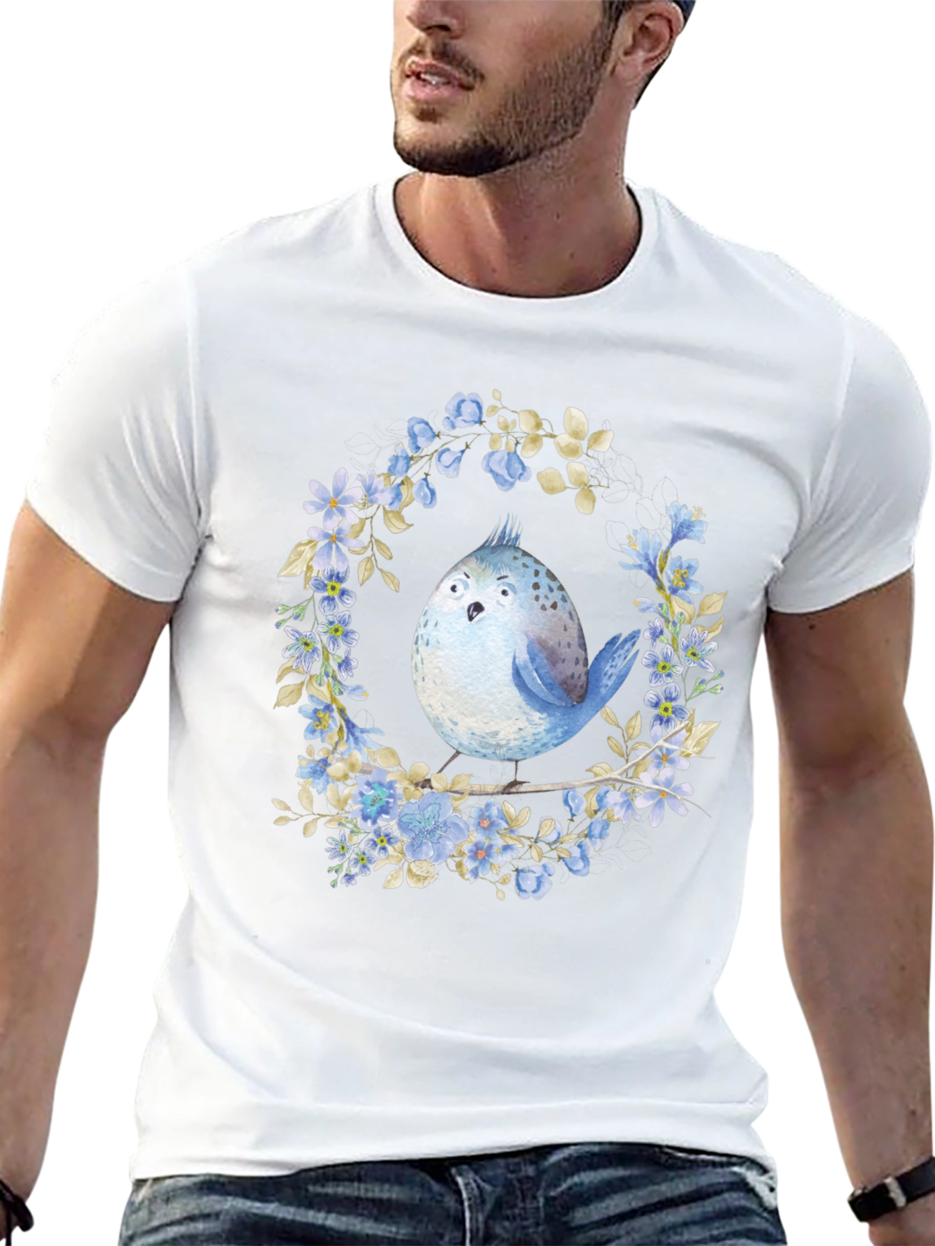 Floral Bird Graphic Tee - Unique Design