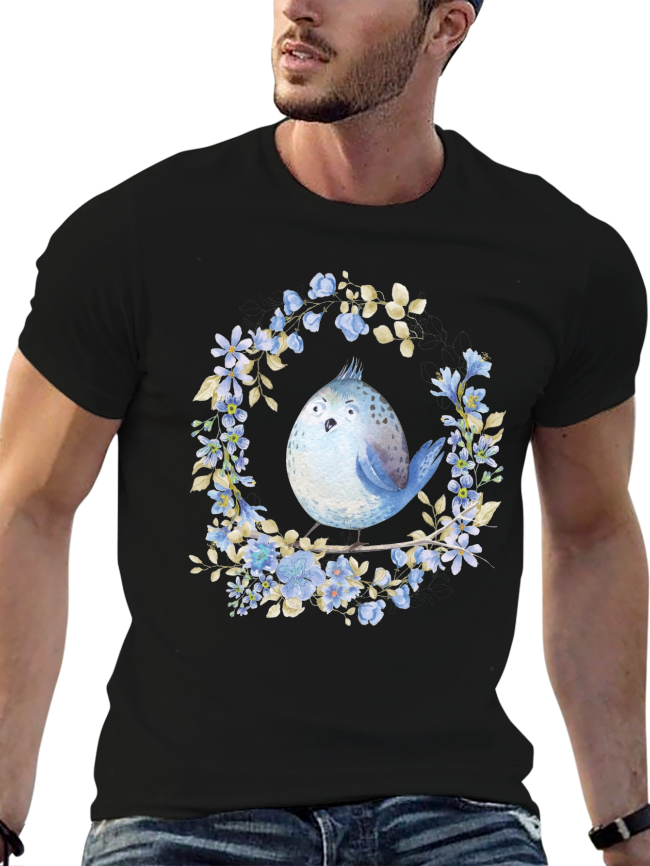 Floral Bird Graphic Tee - Unique Design