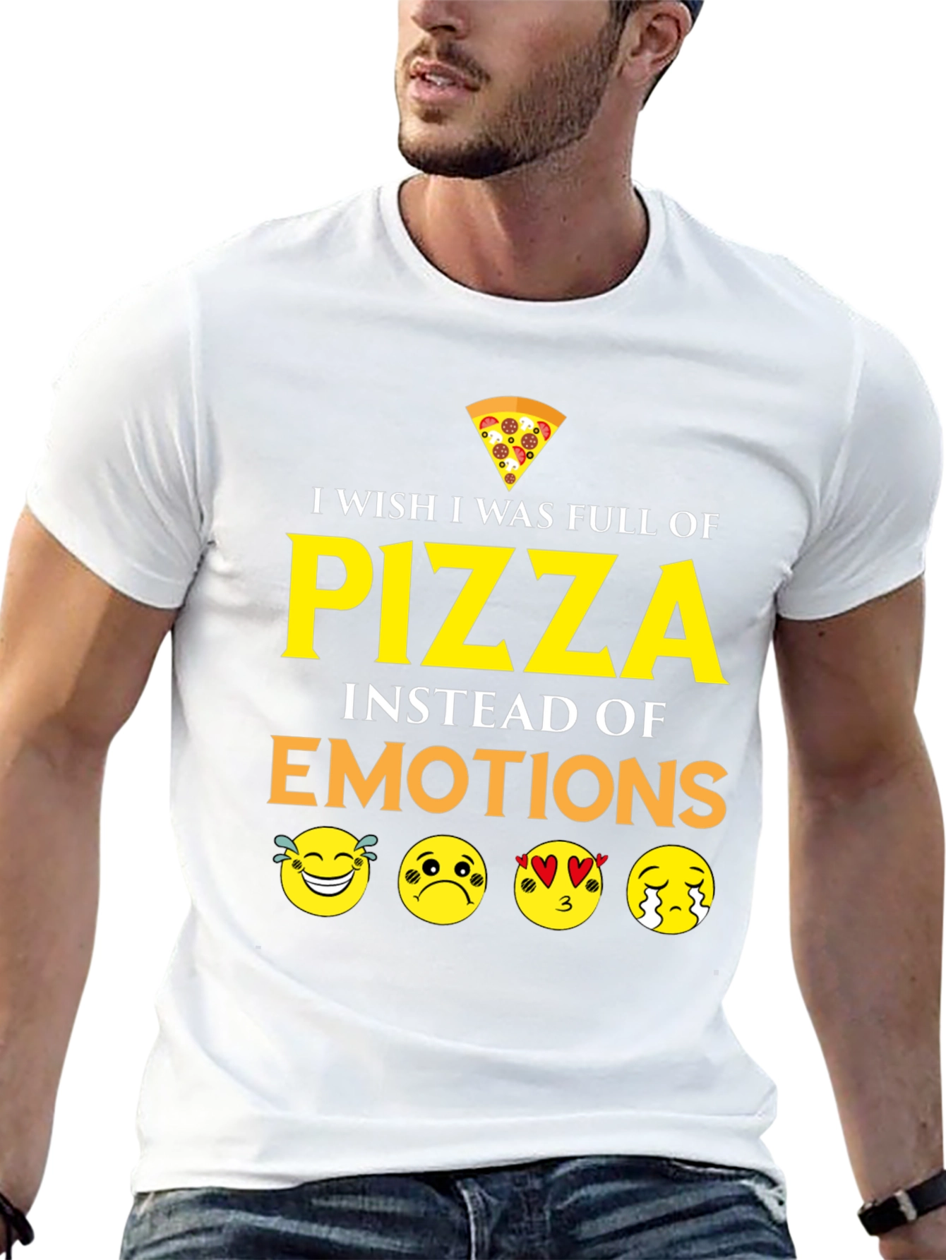 Pizza Emotions Graphic T-Shirt - Funny Foodie Tee
