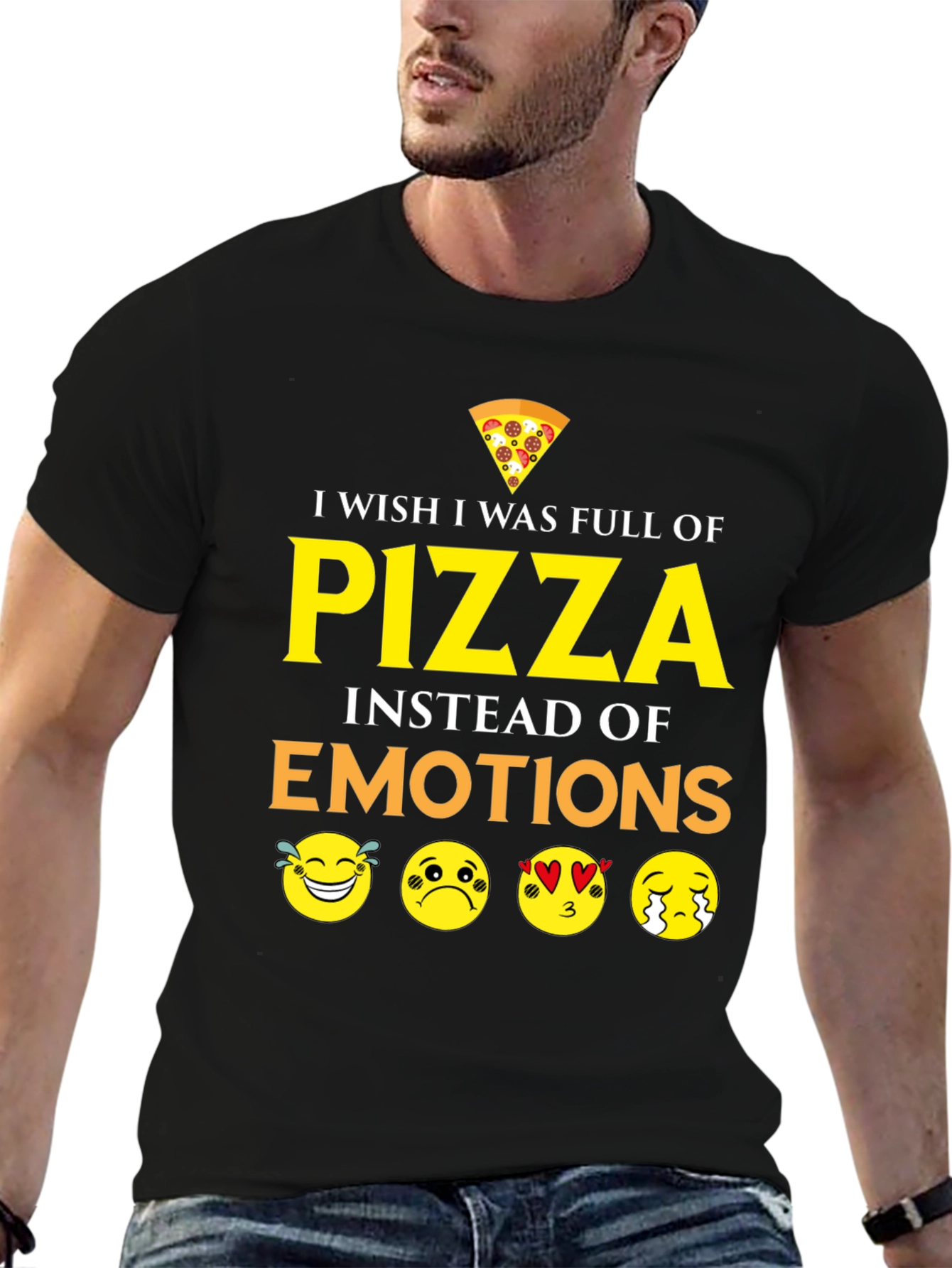 Pizza Emotions Graphic T-Shirt - Funny Foodie Tee
