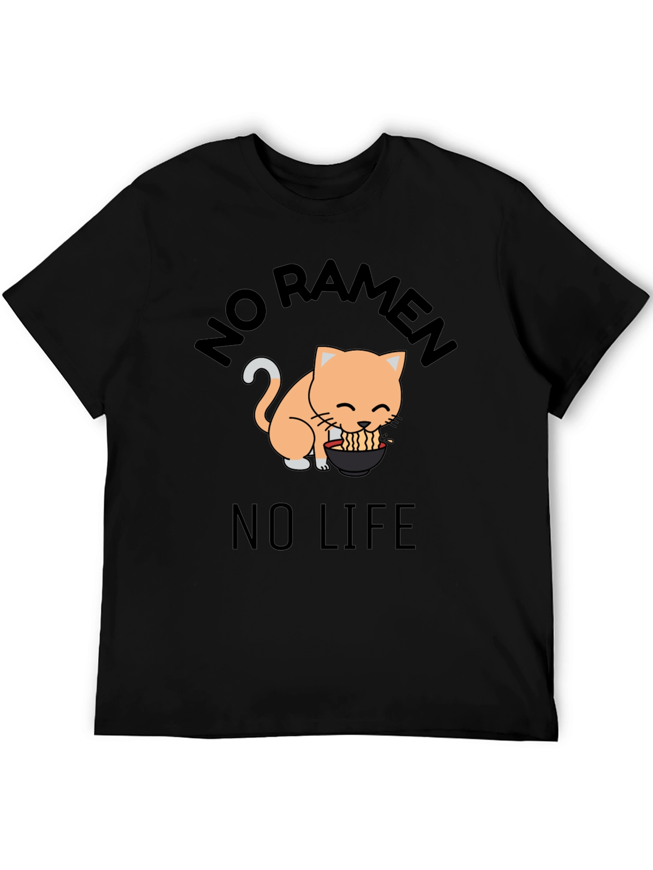 No Ramen No Life Cat Graphic T-Shirt