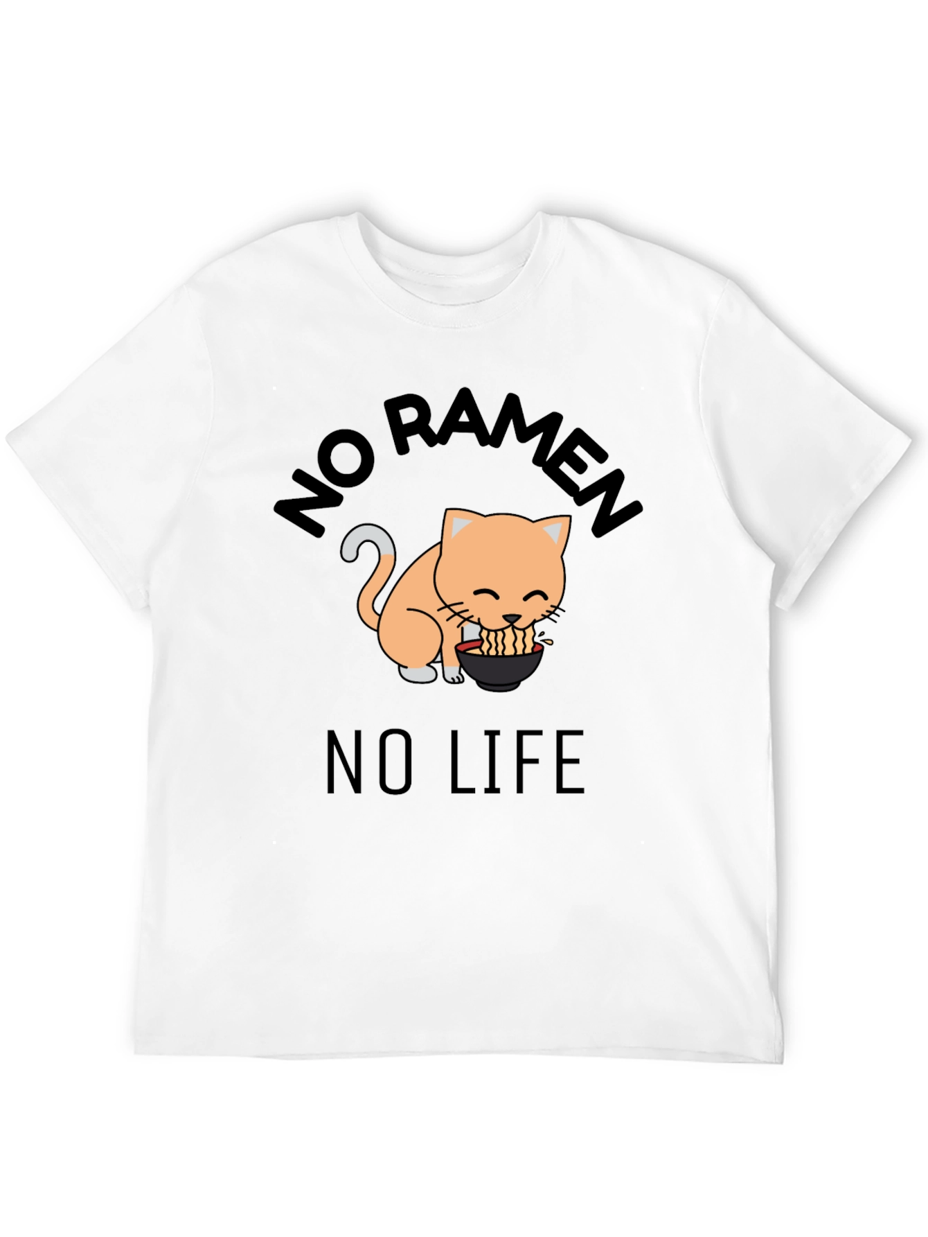 No Ramen No Life Cat Graphic T-Shirt