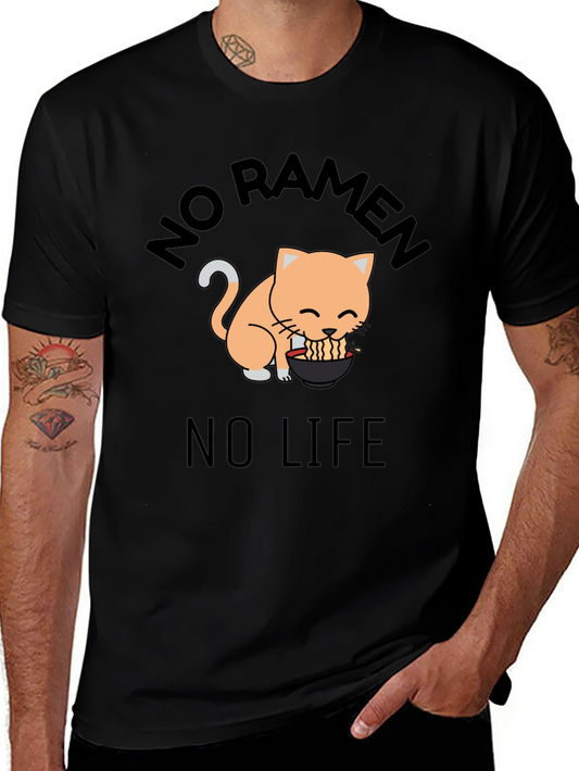 No Ramen No Life Cat Graphic T-Shirt