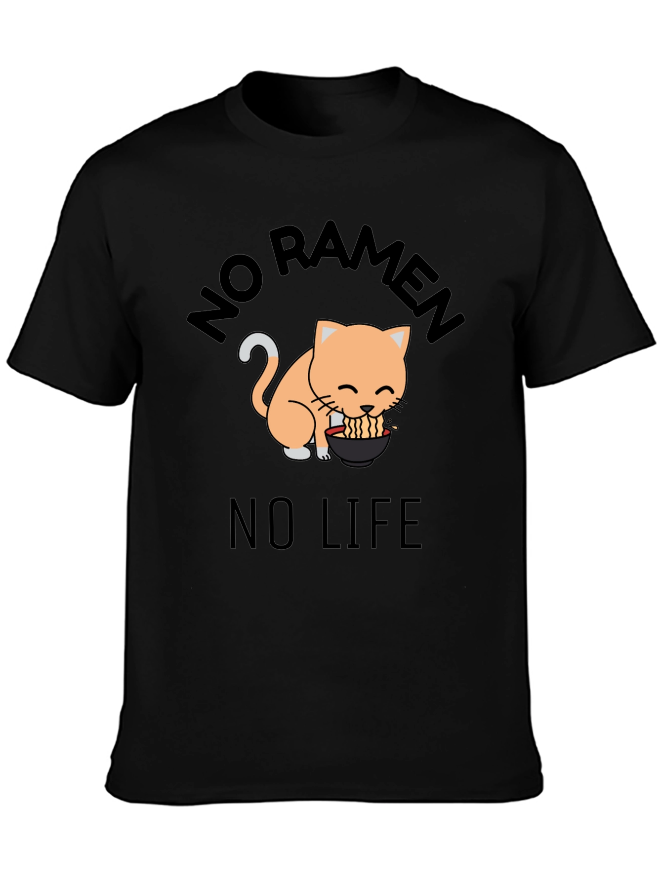 No Ramen No Life Cat Graphic T-Shirt