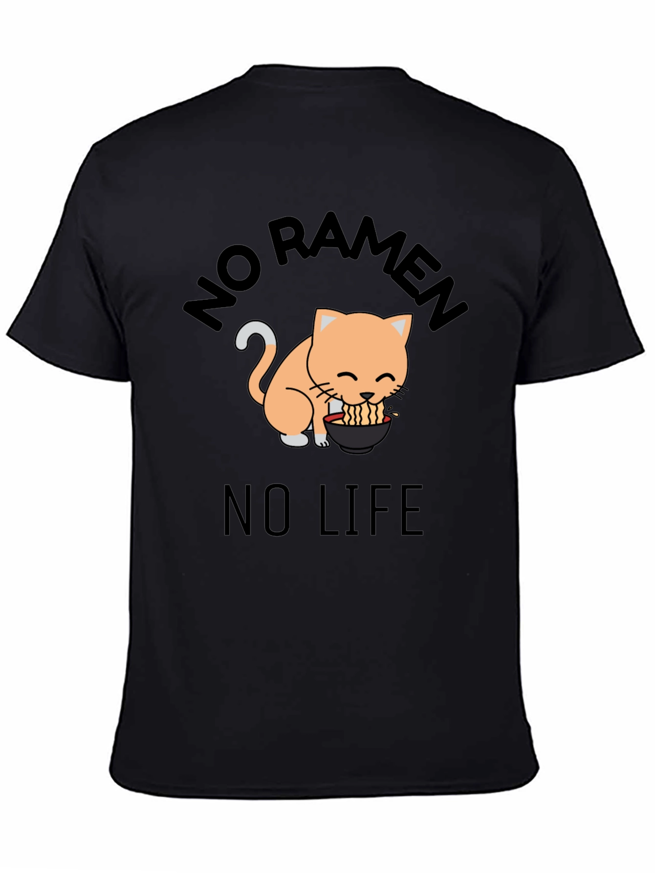 No Ramen No Life Cat Graphic T-Shirt