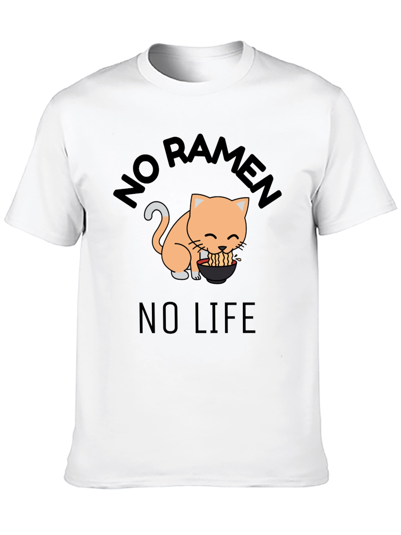 No Ramen No Life Cat Graphic T-Shirt