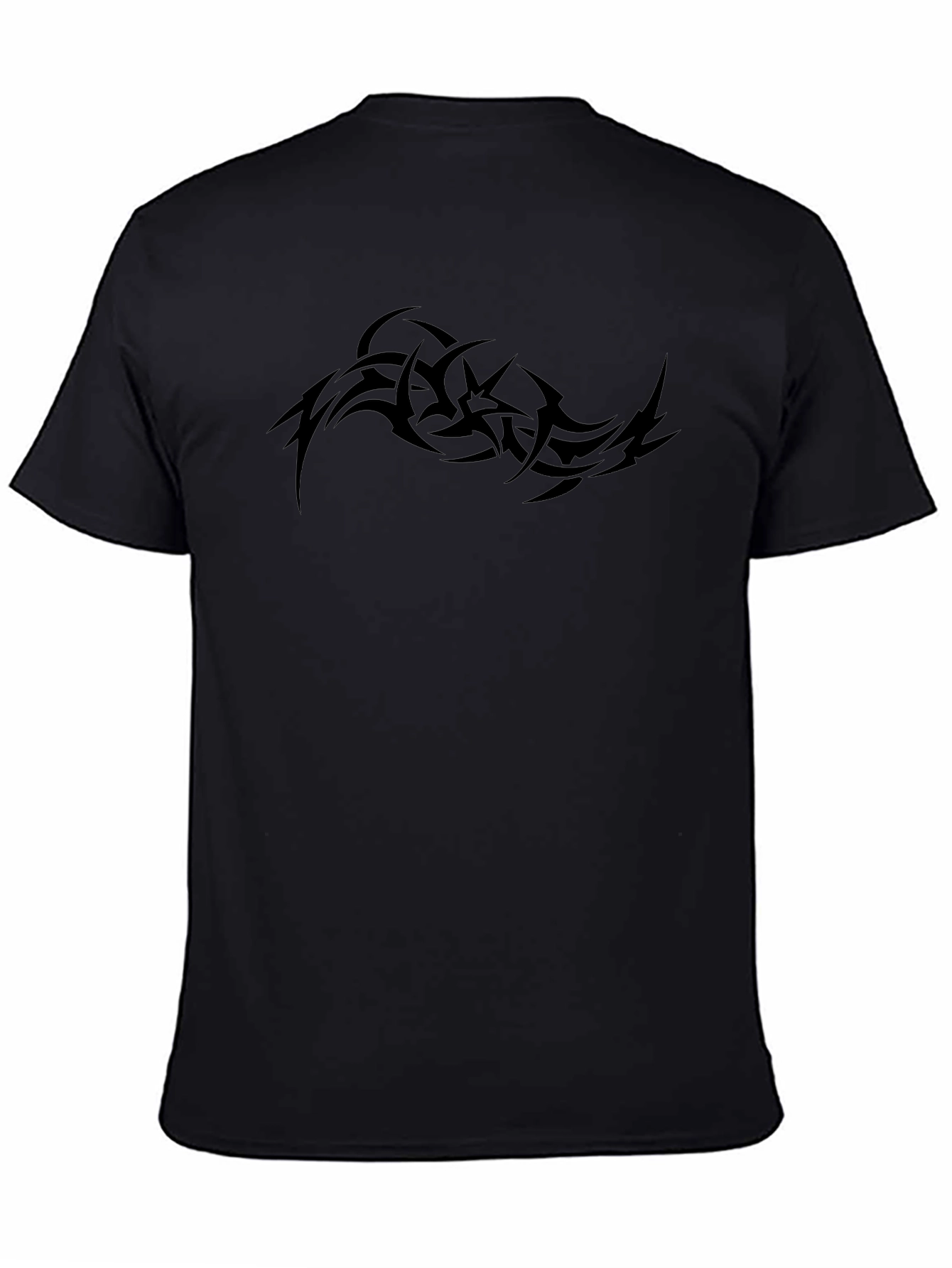 Mens Black Graphic Tee - Tribal Tattoo Design