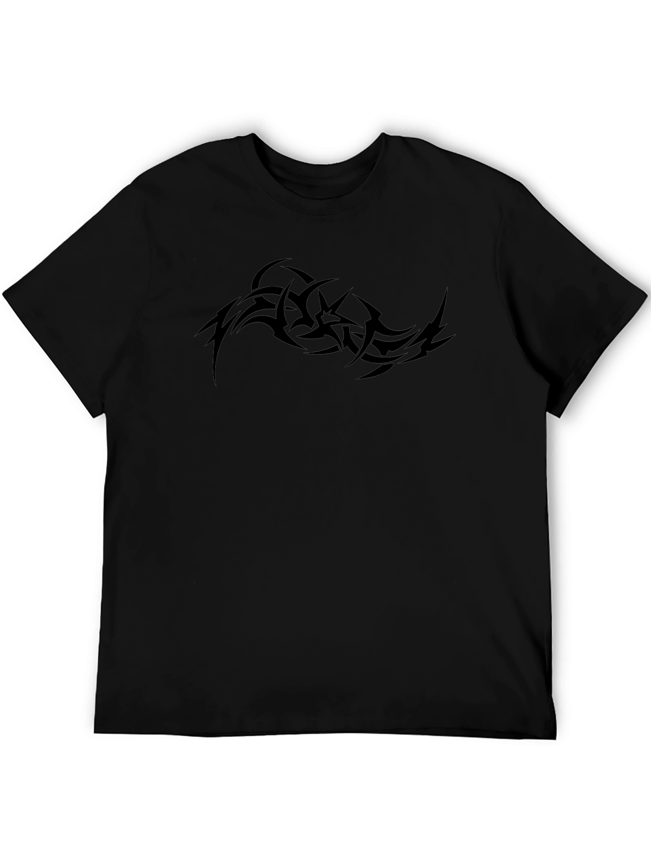 Mens Black Graphic Tee - Tribal Tattoo Design
