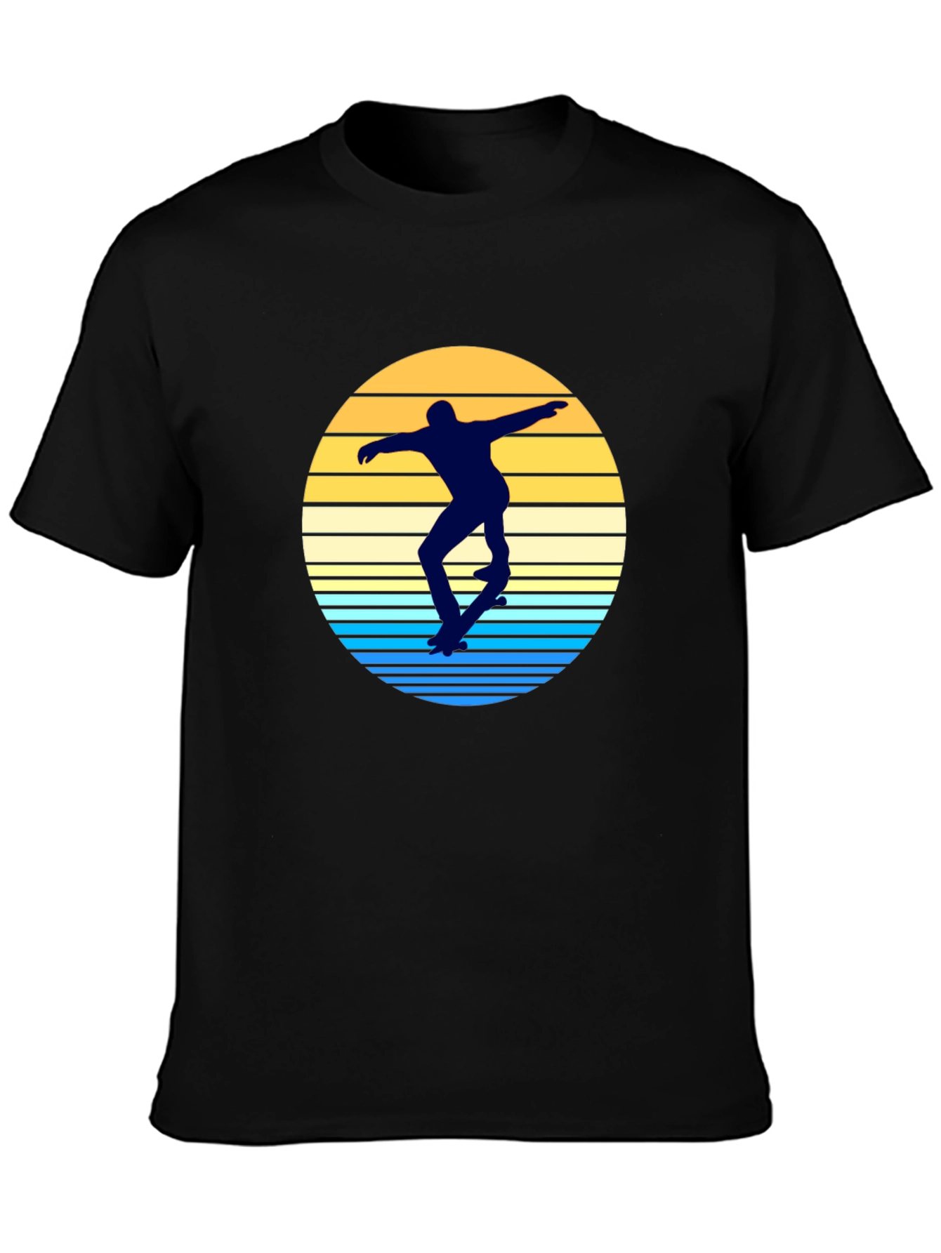 Skater Silhouette T-Shirt - Retro Sunset Design