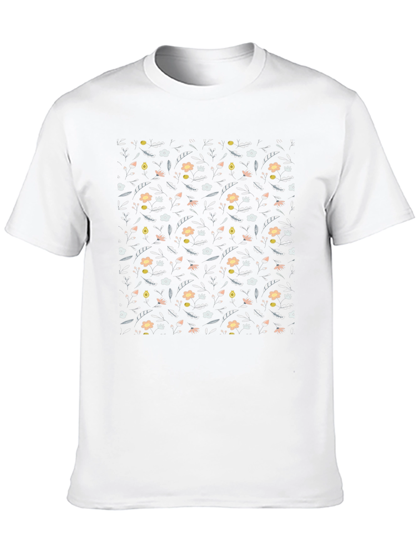Floral Pattern Black T-Shirt for Men