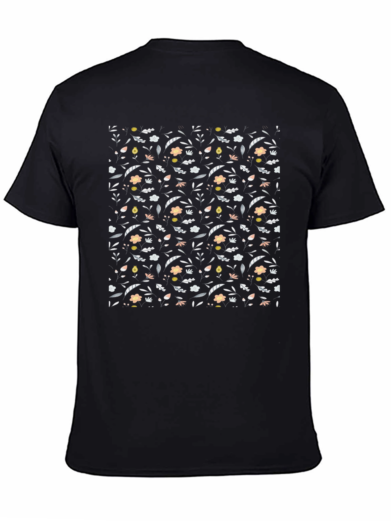 Floral Pattern Black T-Shirt for Men