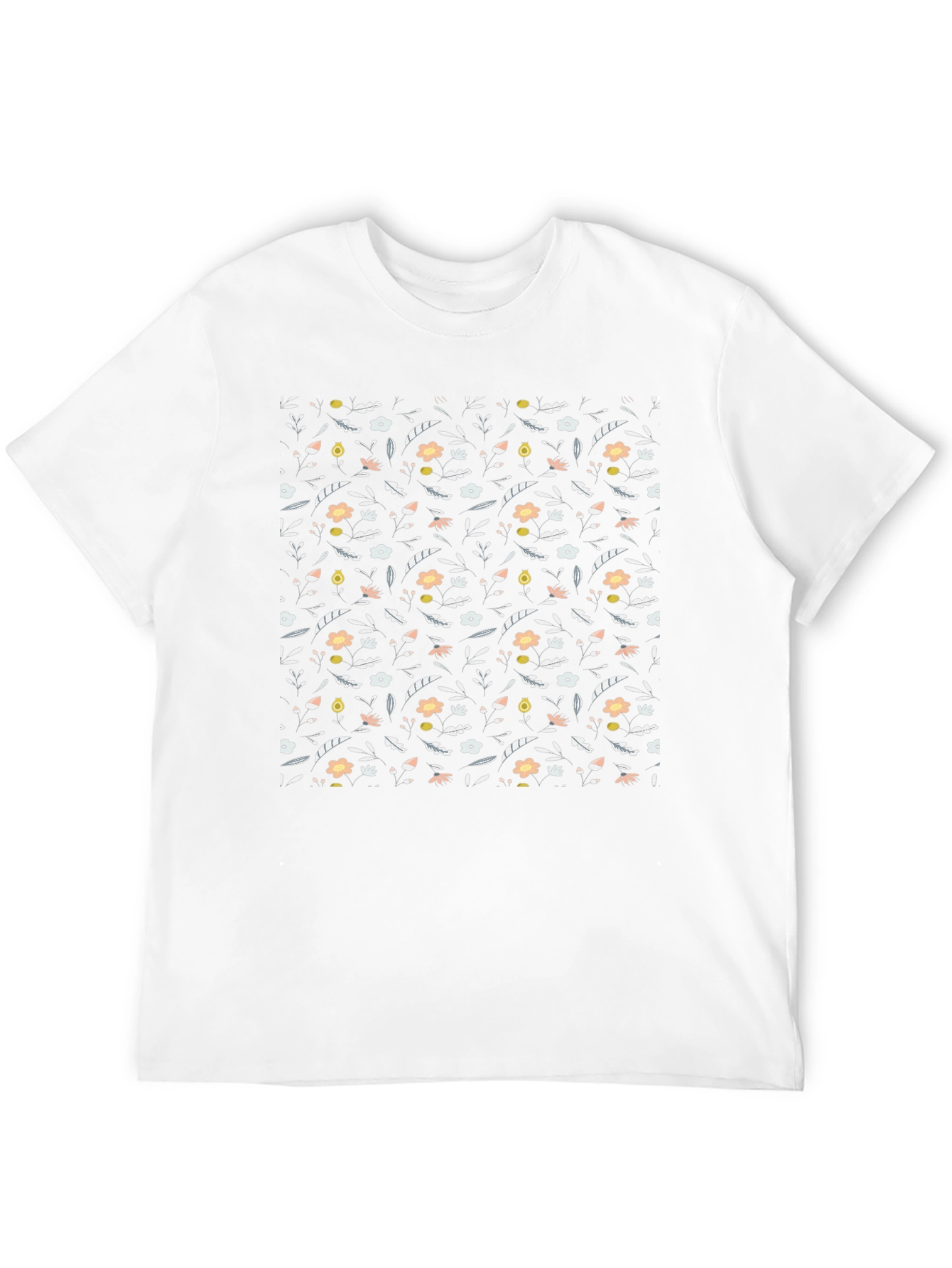 Floral Pattern Black T-Shirt for Men