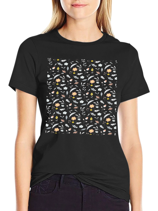 Floral Pattern Black T-Shirt for Men