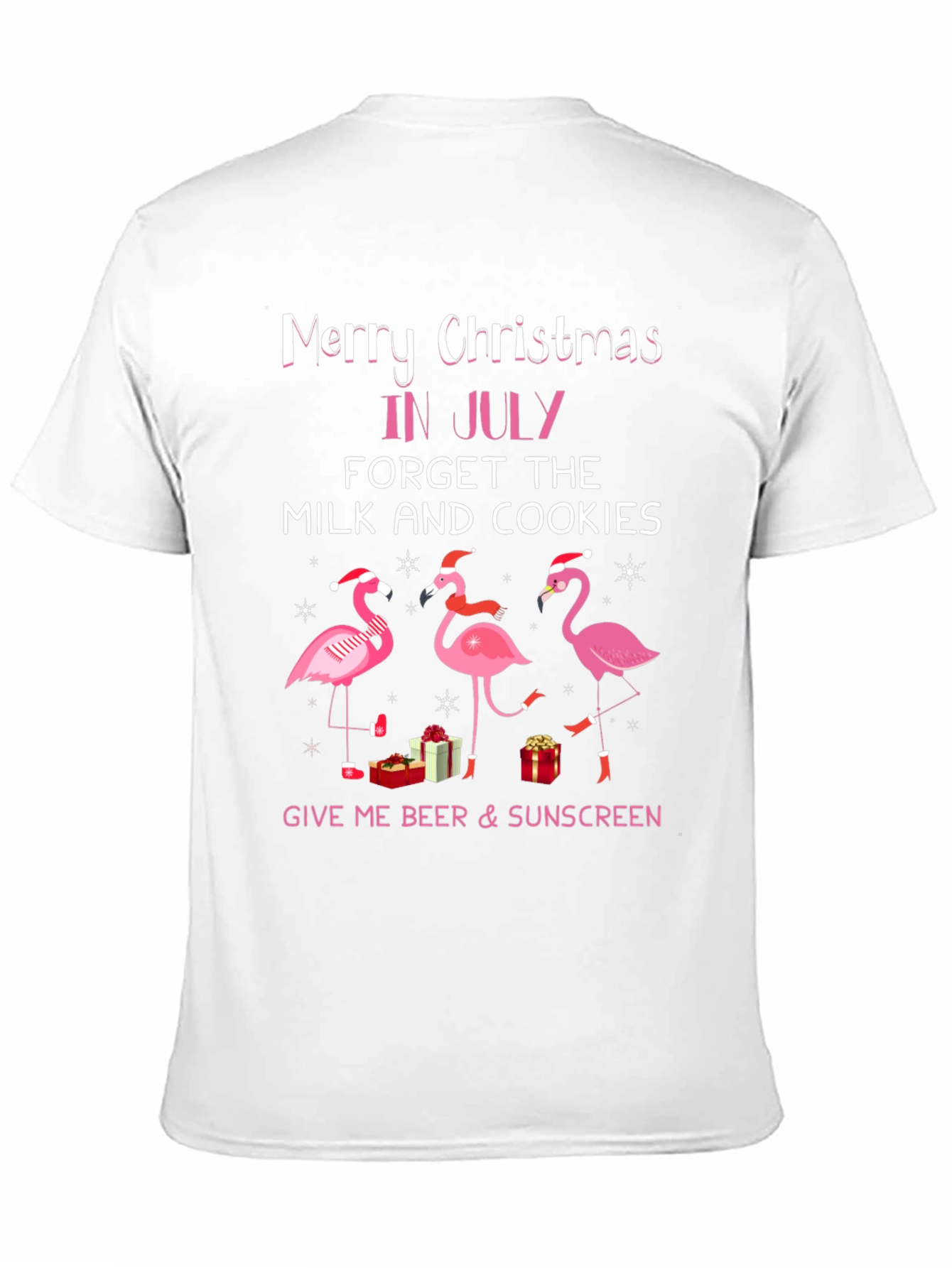 Merry Christmas in July Flamingo T-Shirt
