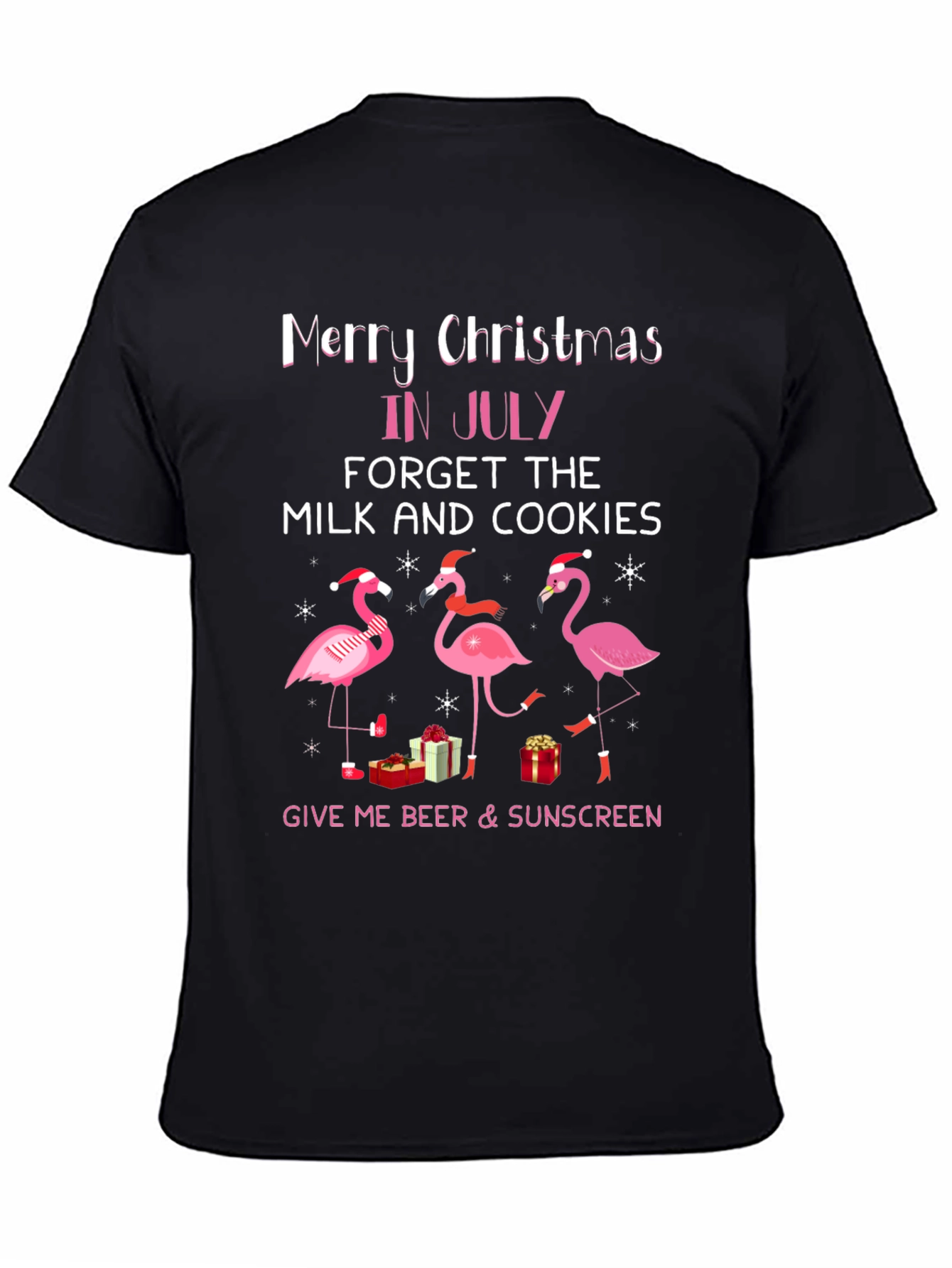 Merry Christmas in July Flamingo T-Shirt