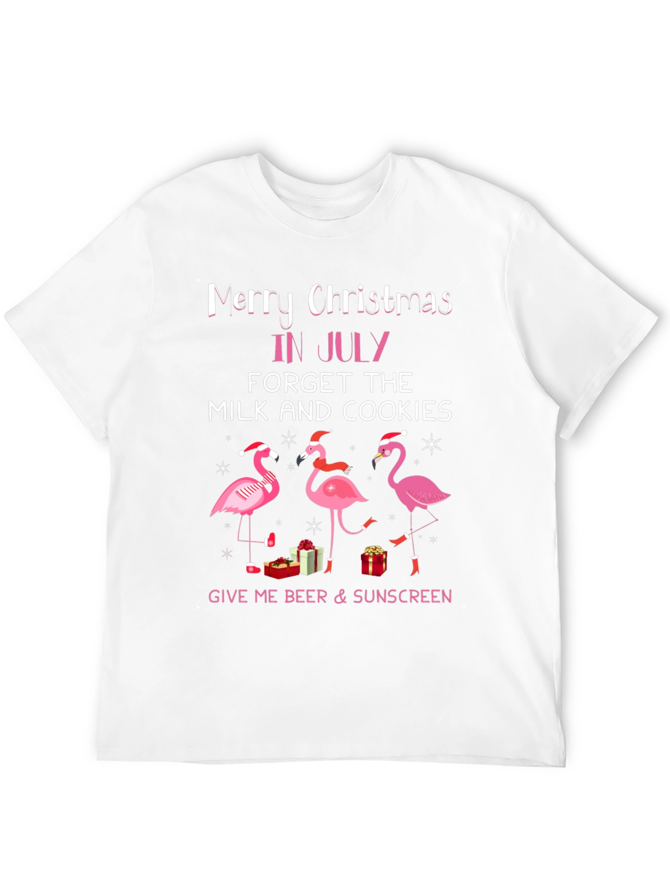 Merry Christmas in July Flamingo T-Shirt