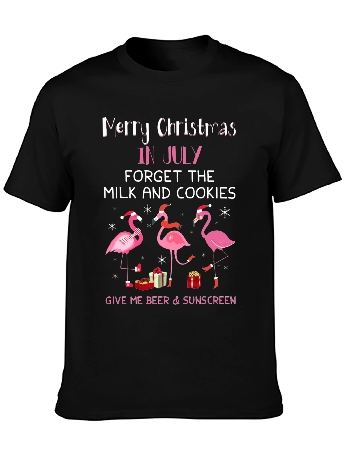 Merry Christmas in July Flamingo T-Shirt