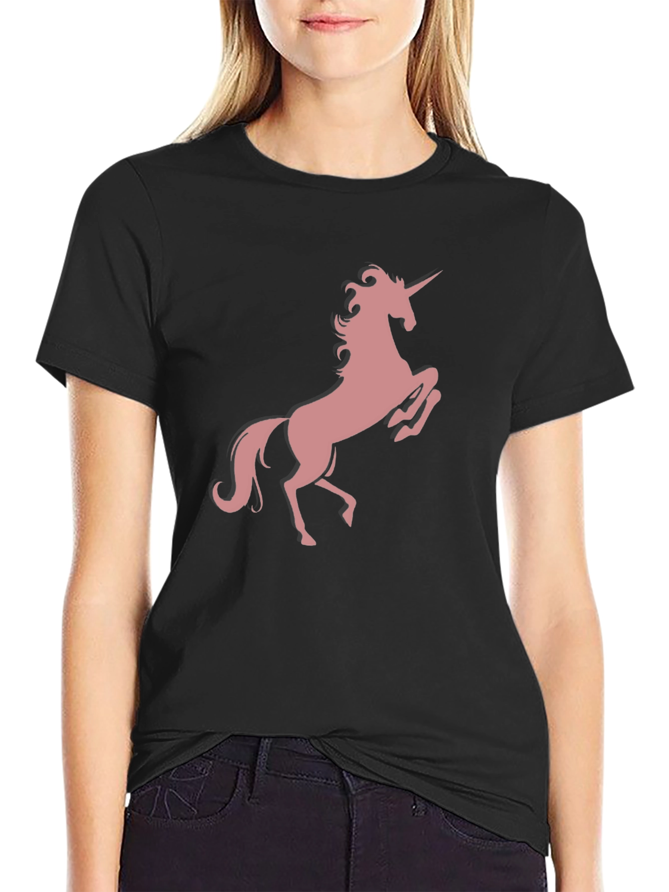 Unicorn Graphic Print T-Shirt - Black