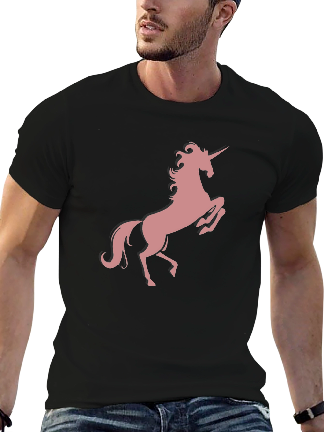 Unicorn Graphic Print T-Shirt - Black