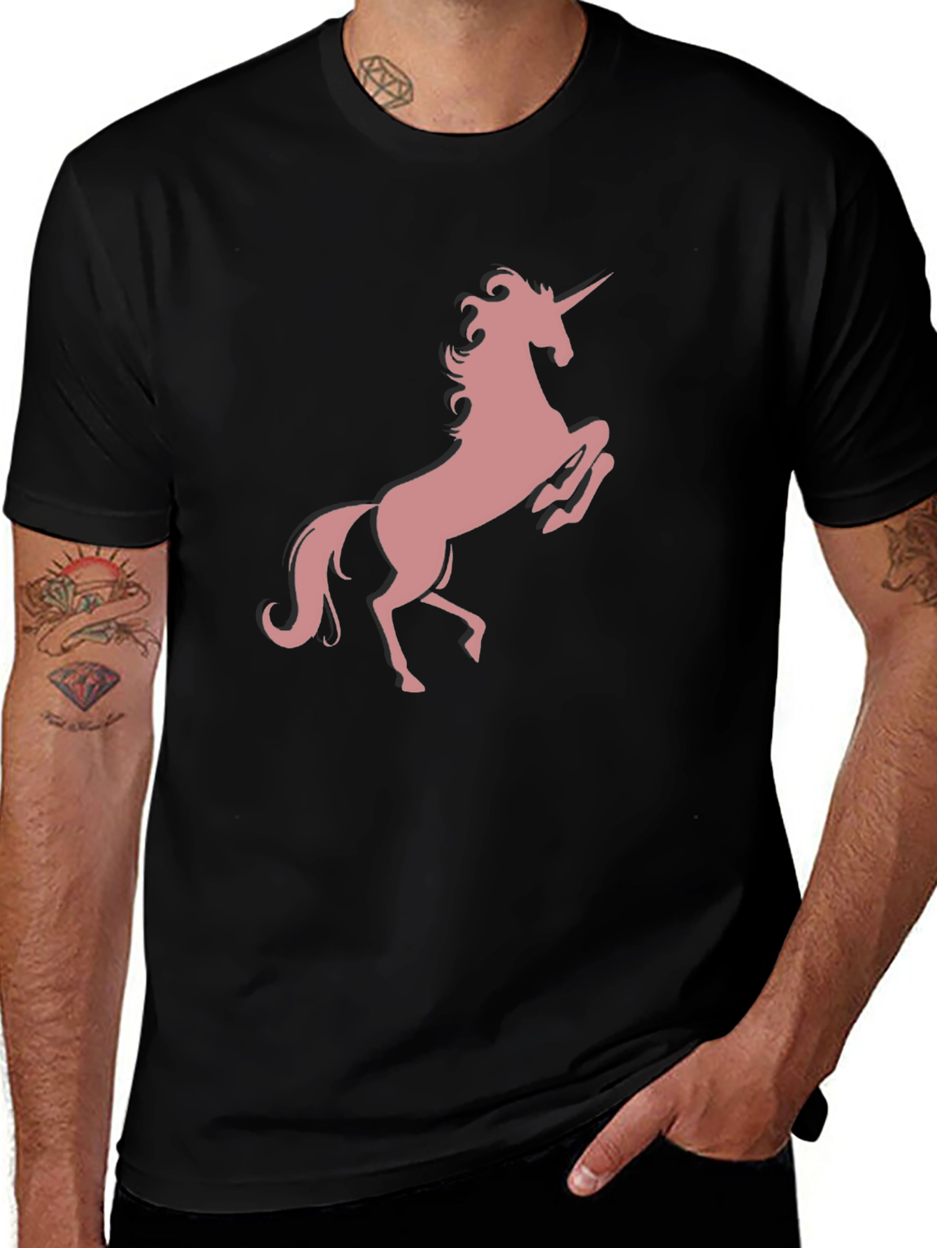Unicorn Graphic Print T-Shirt - Black