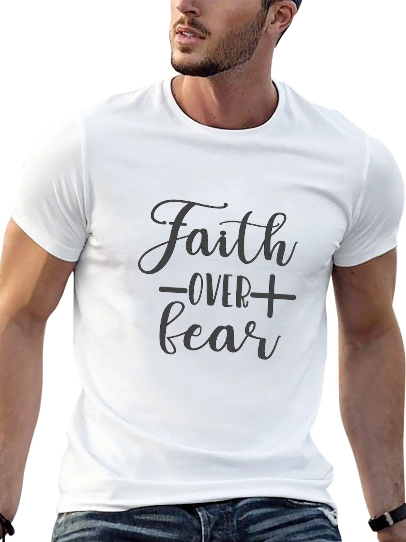 Faith Over Fear Black Graphic Tee for Men