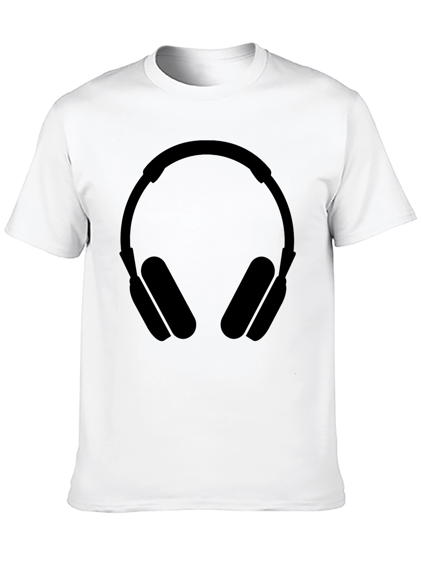 Black T-Shirt with Headphone Graphic