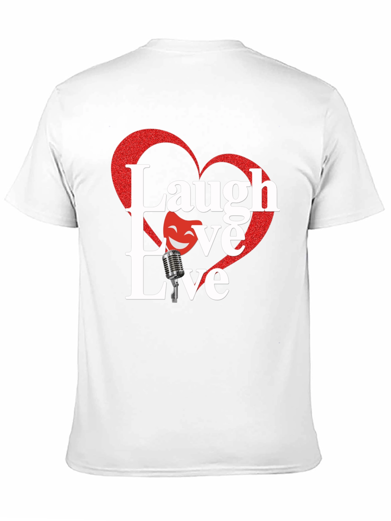 Laugh Love Live Black T-Shirt with Heart Design