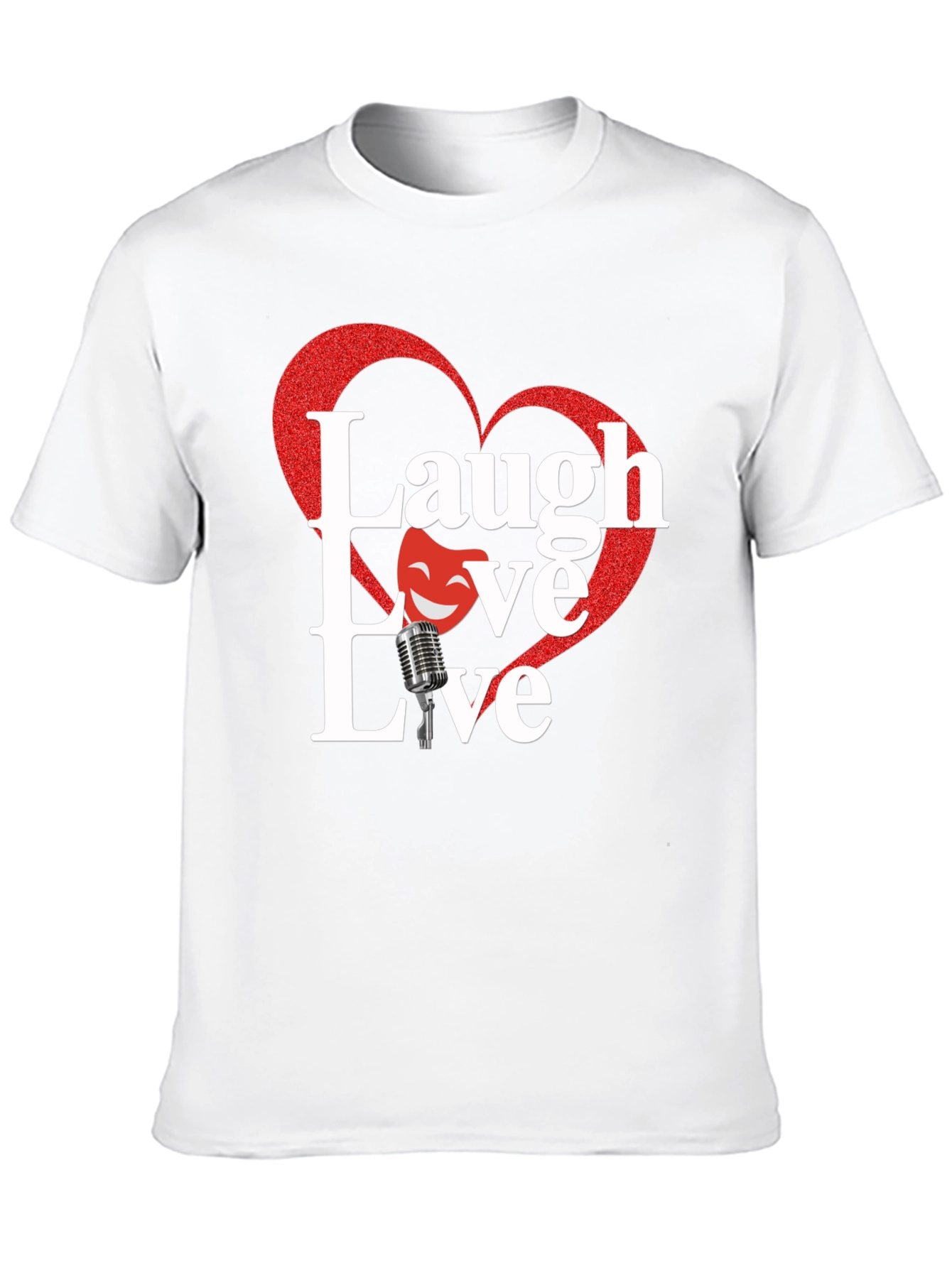Laugh Love Live Black T-Shirt with Heart Design