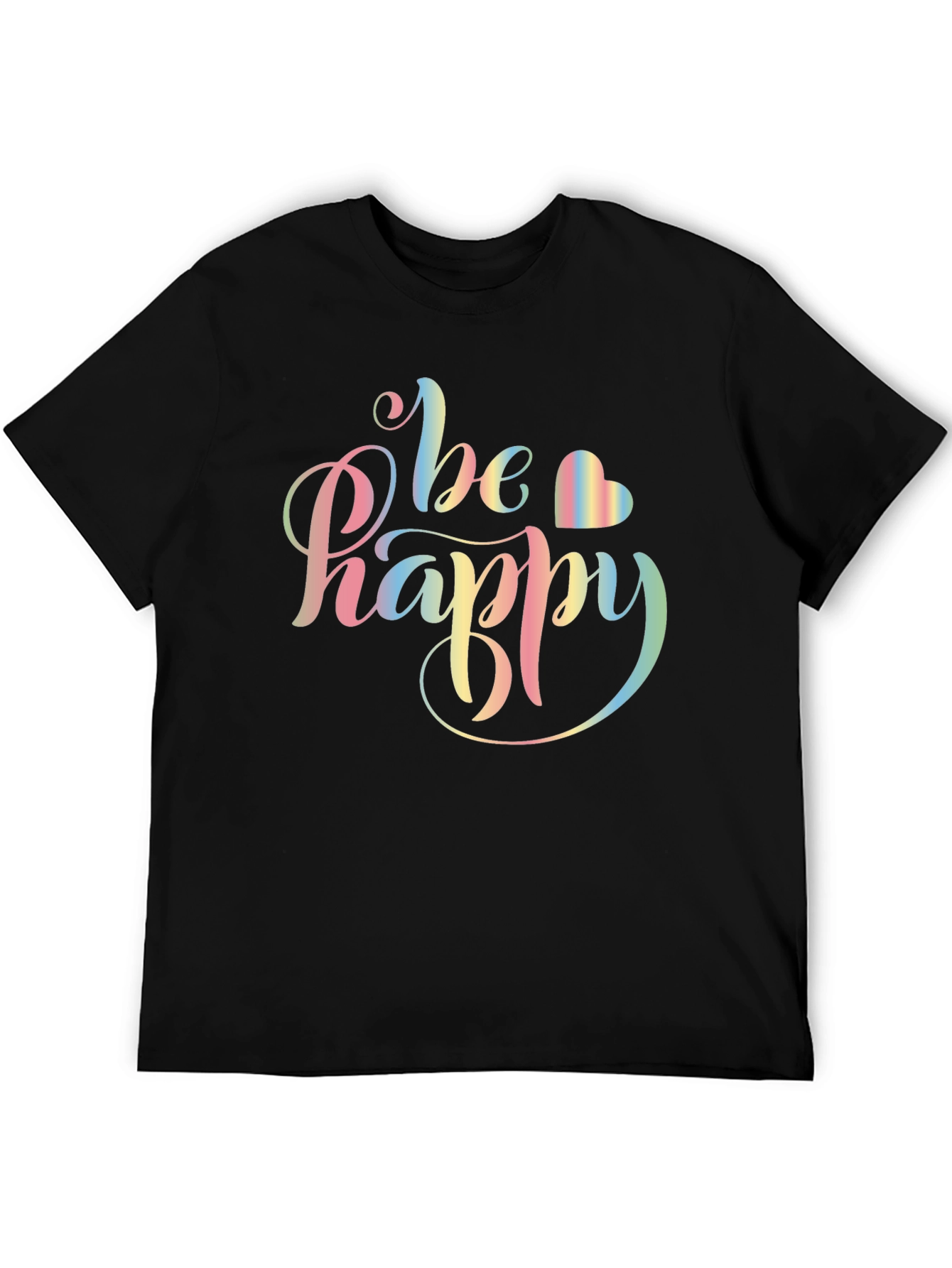 Be Happy Rainbow Graphic T-Shirt