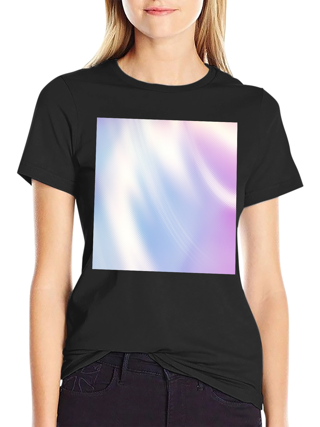 Modern Abstract Graphic Print Black T-Shirt