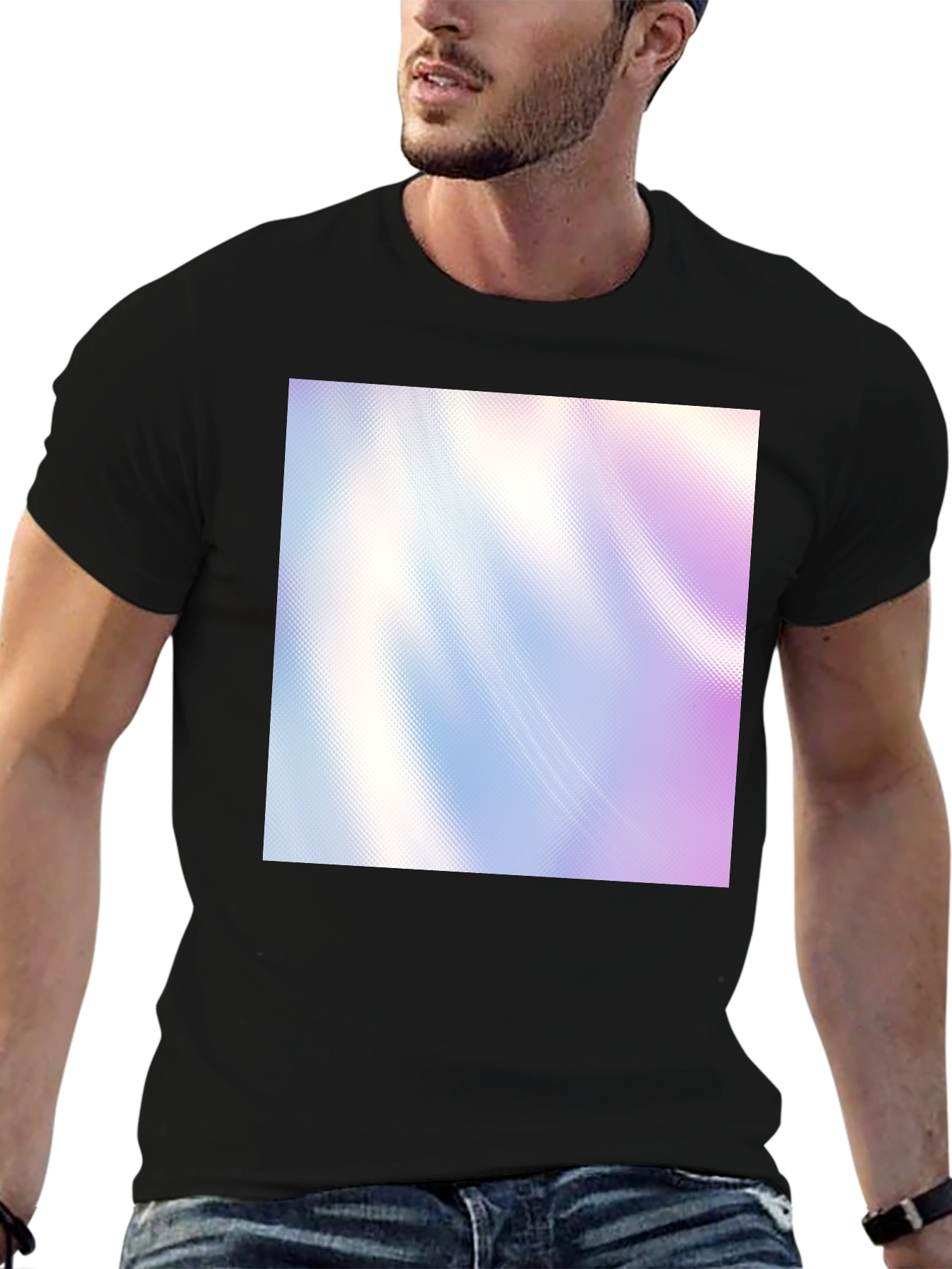 Modern Abstract Graphic Print Black T-Shirt