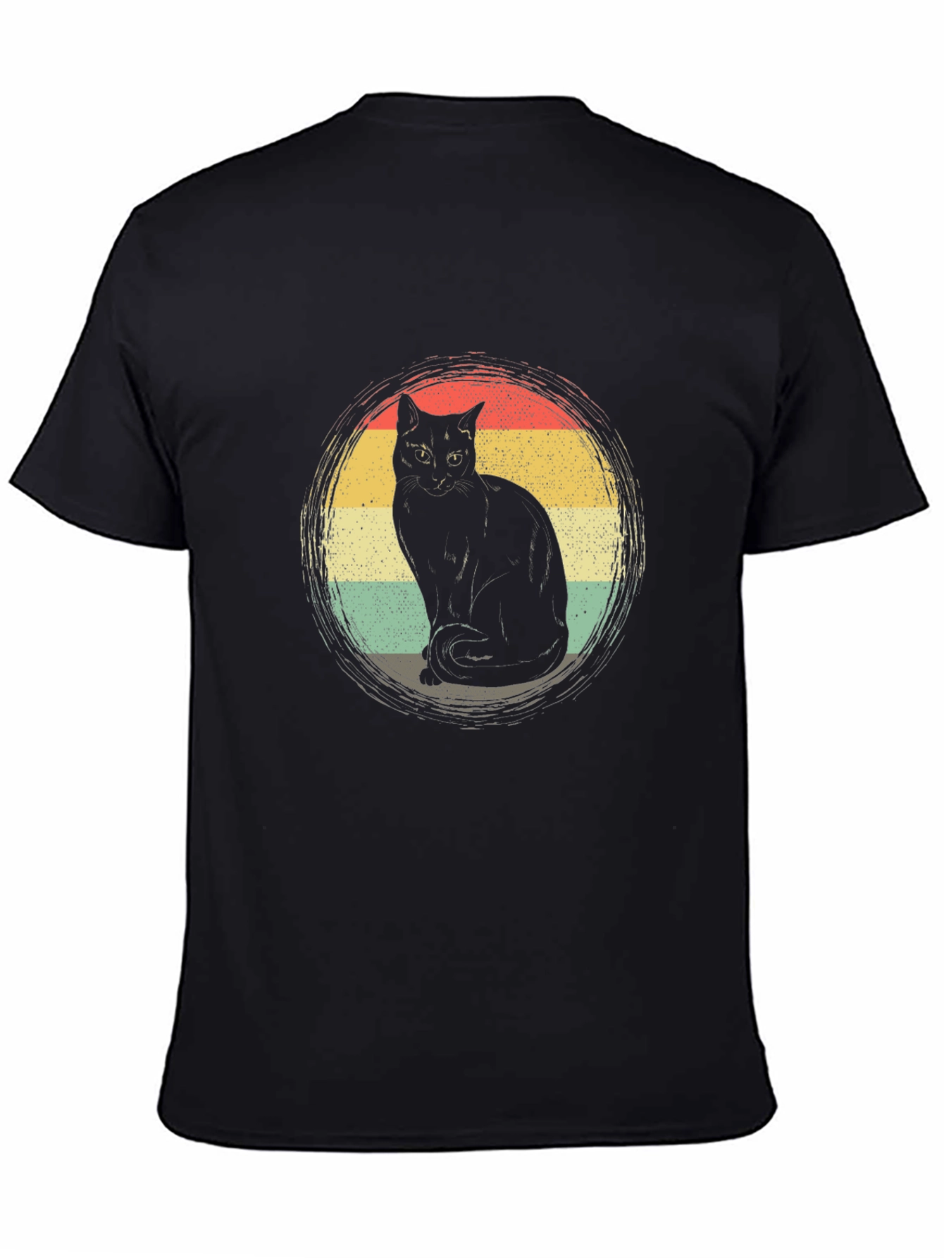 Retro Cat Graphic T-Shirt - Black