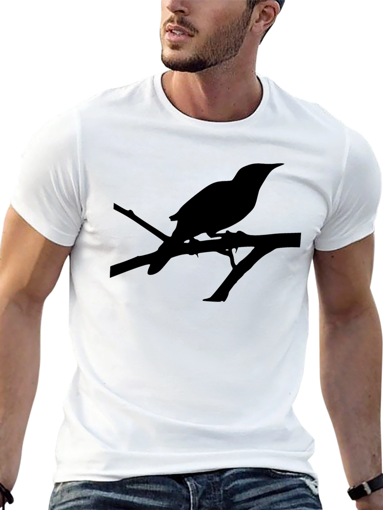 Bird on Branch Black T-Shirt