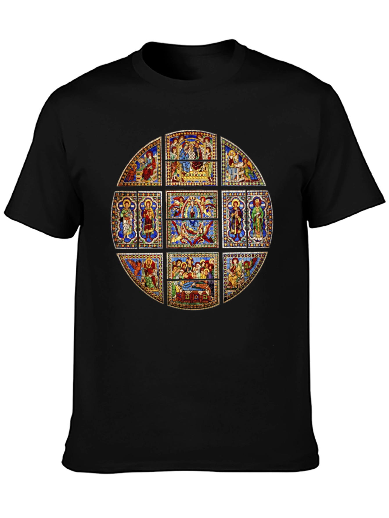 Stained Glass Art T-Shirt - Unique Religious Design