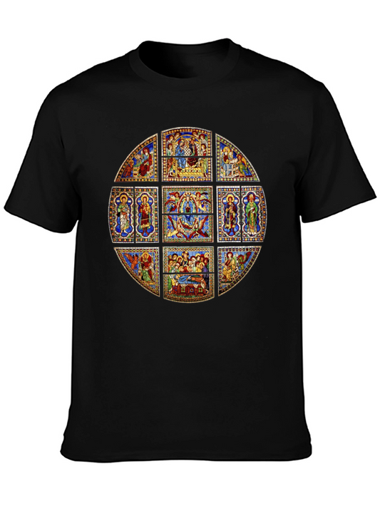 Stained Glass Art T-Shirt - Unique Religious Design