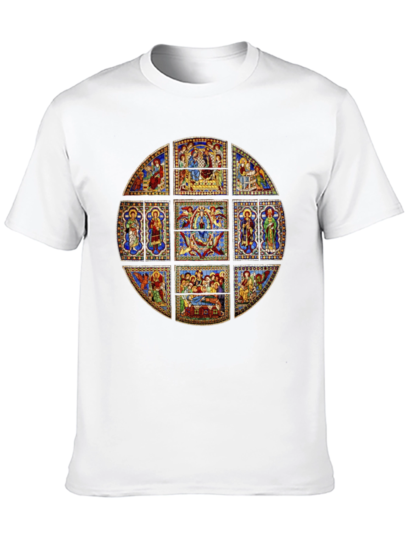 Stained Glass Art T-Shirt - Unique Religious Design