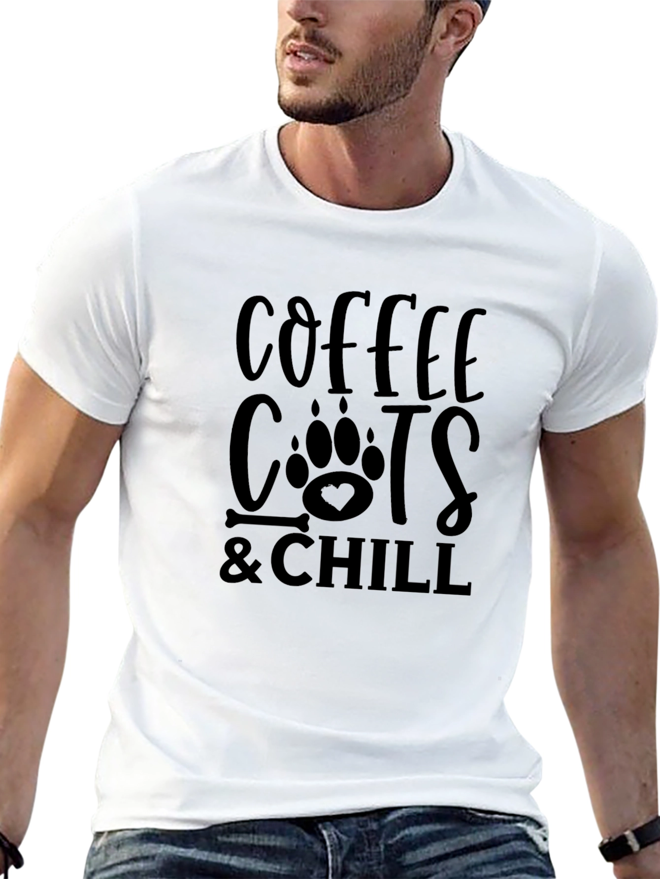 Coffee Cats & Chill Black Graphic T-Shirt