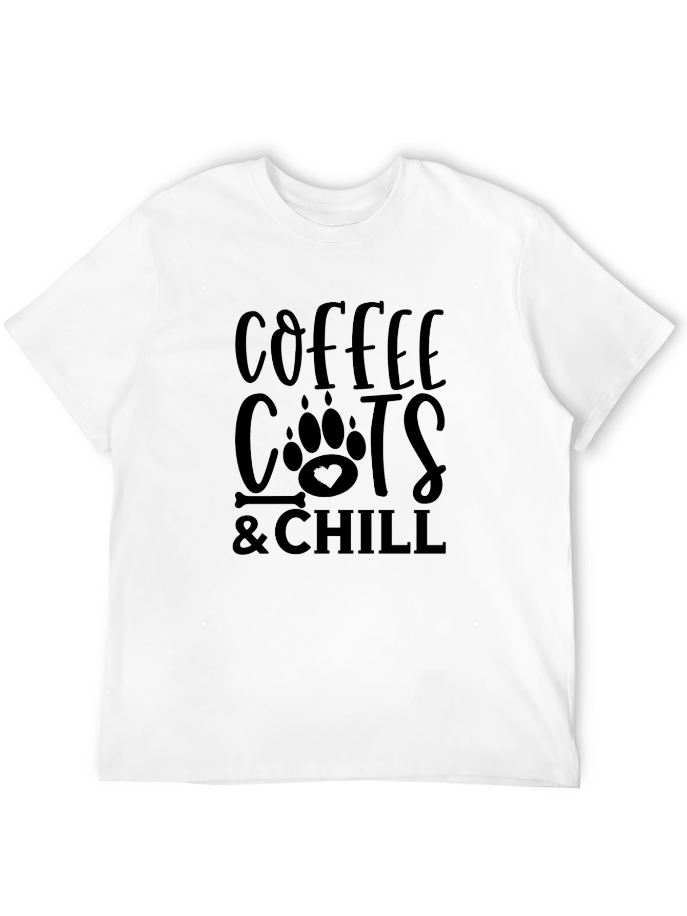 Coffee Cats & Chill Black Graphic T-Shirt
