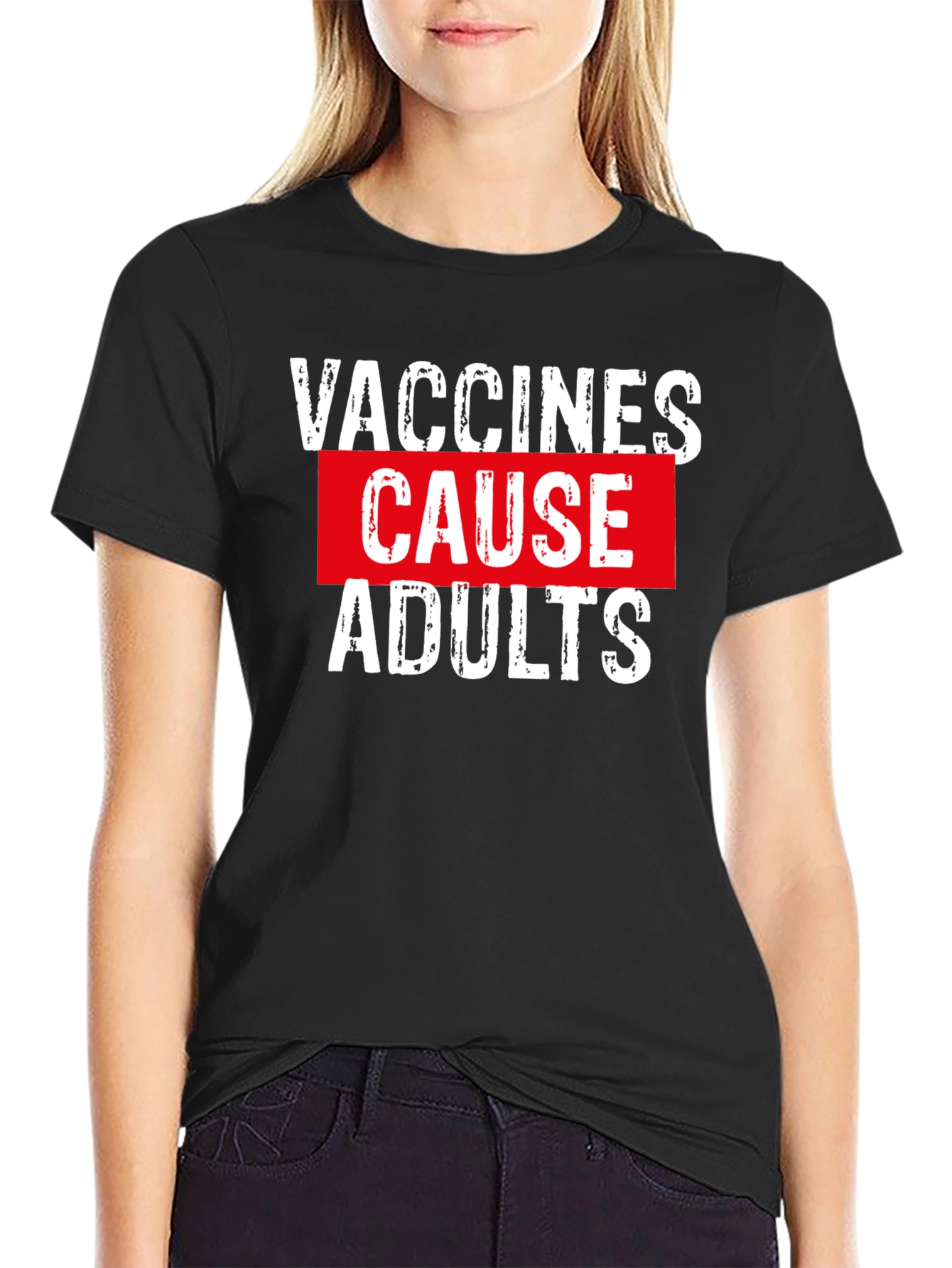 Vaccines Cause Adults Graphic Tee - Black
