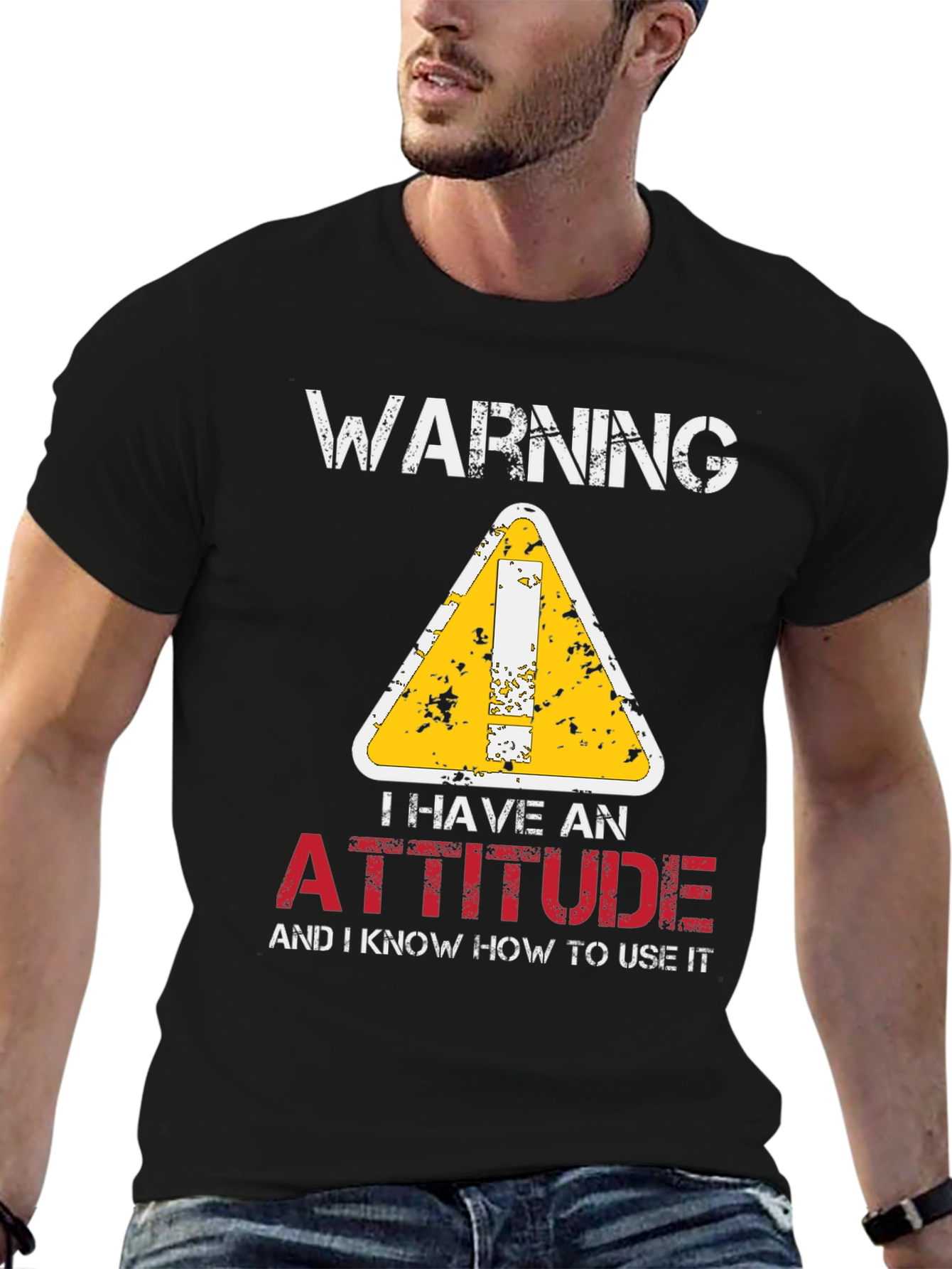 Warning Attitude Graphic Tee - Black T-Shirt