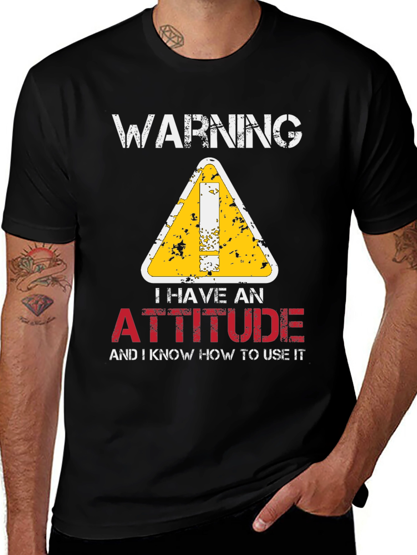 Warning Attitude Graphic Tee - Black T-Shirt