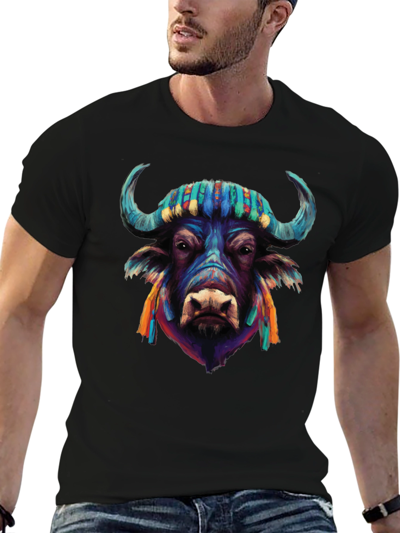 Vibrant Buffalo Graphic Tee - Stylish Mens T-Shirt