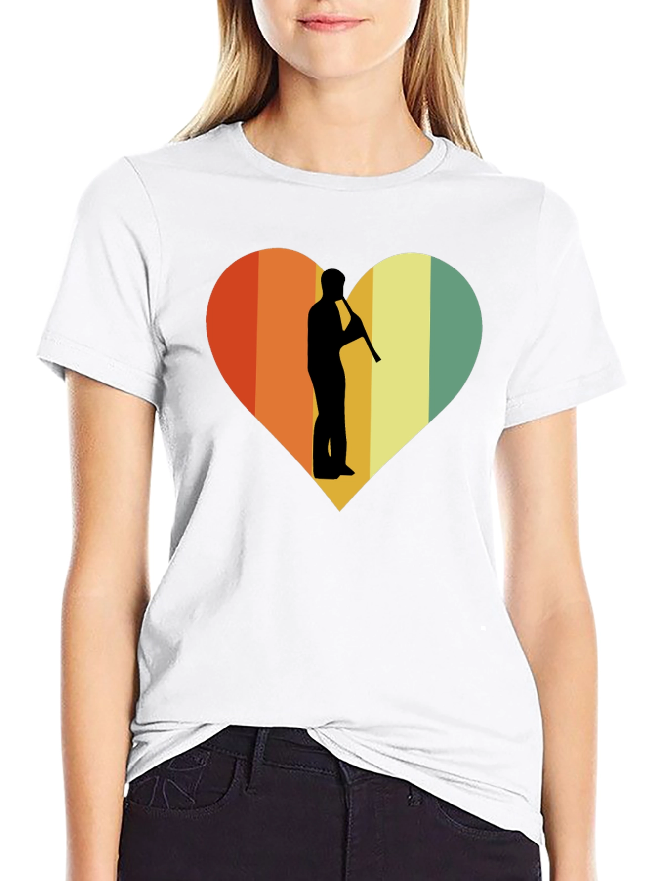Retro Heart Flute Player Graphic Tee