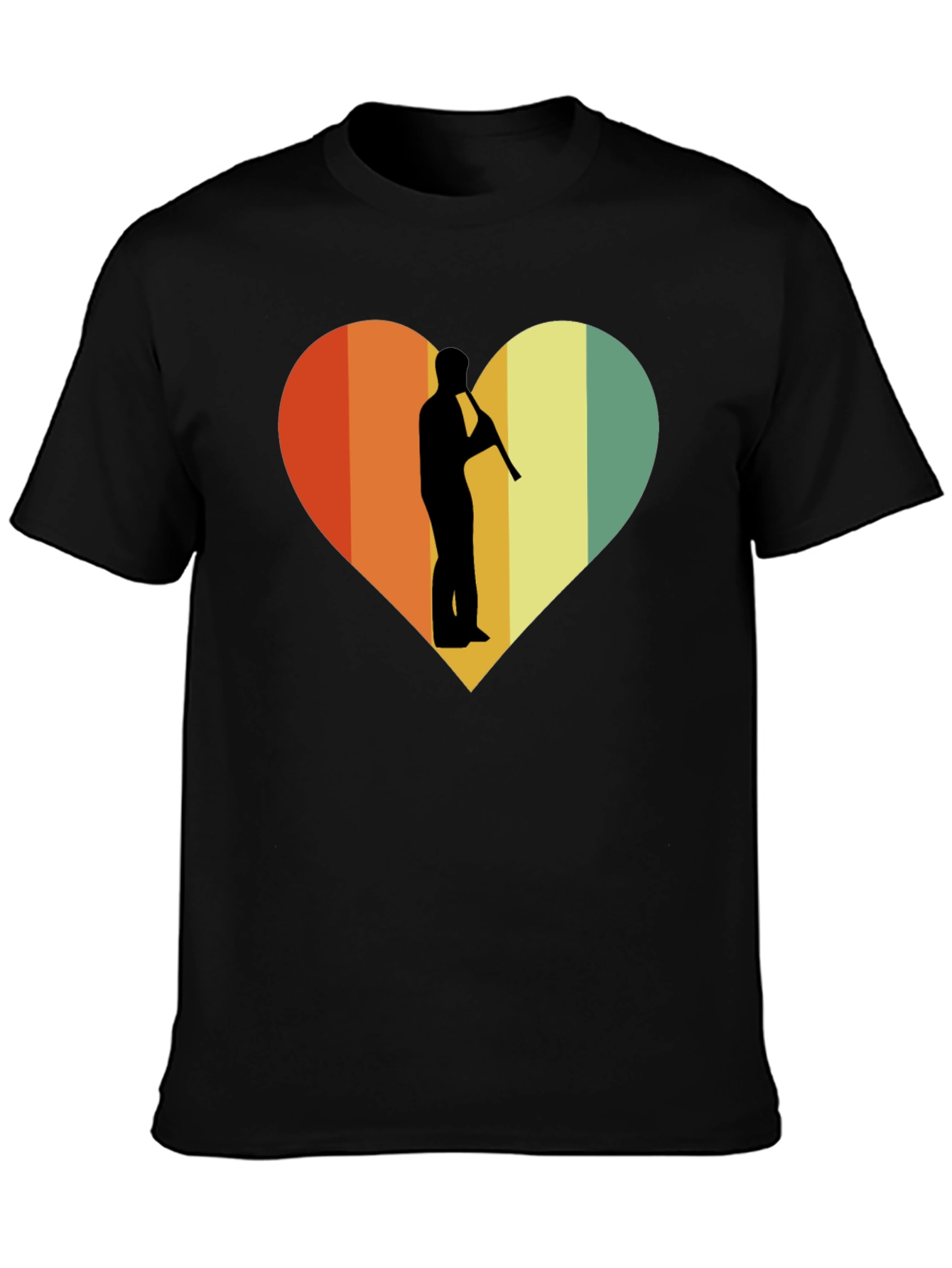 Retro Heart Flute Player Graphic Tee