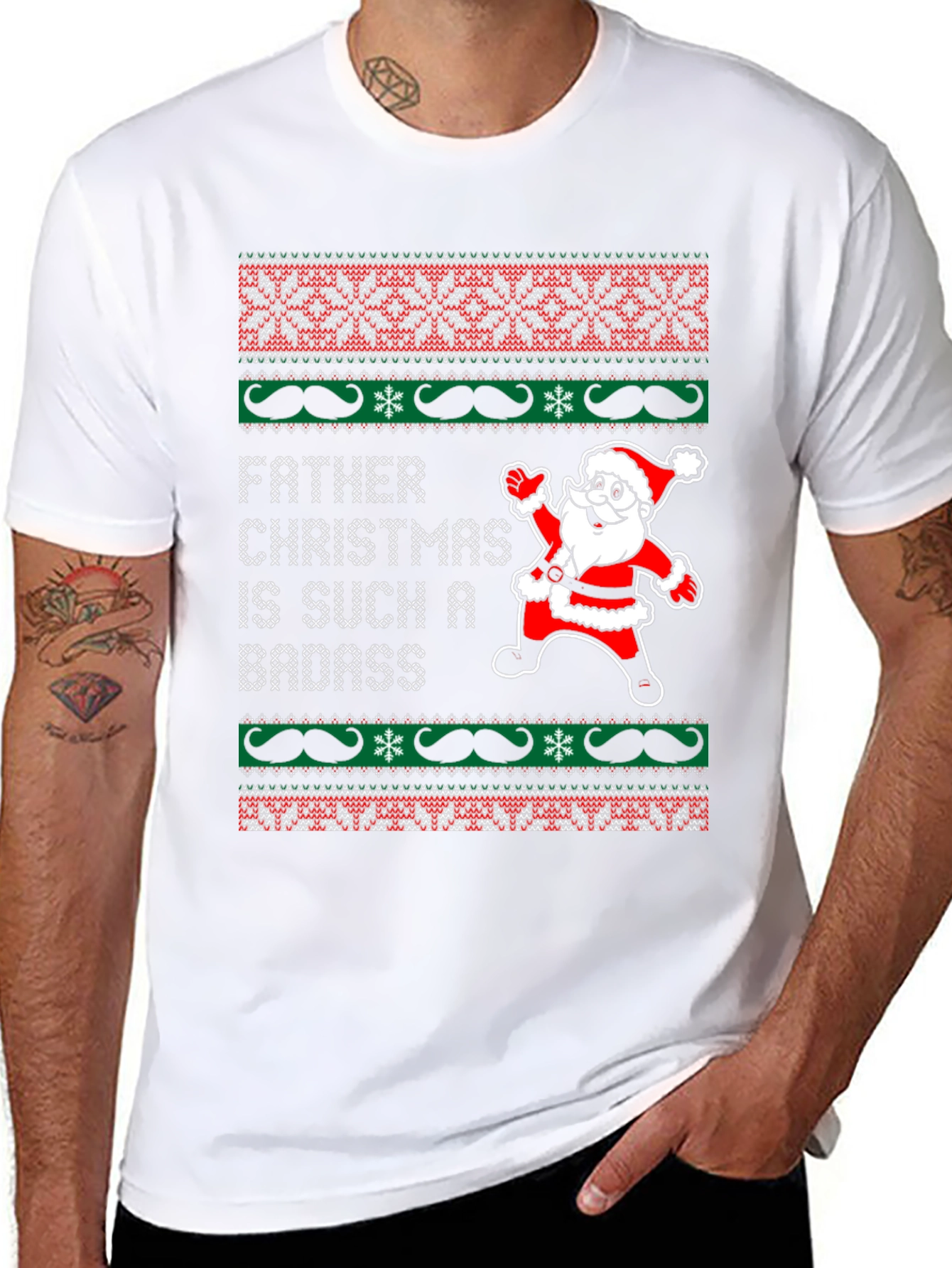 Father Christmas Badass Ugly Sweater Style T-Shirt