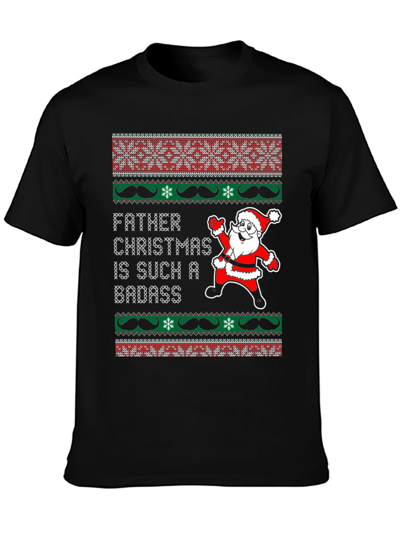 Father Christmas Badass Ugly Sweater Style T-Shirt
