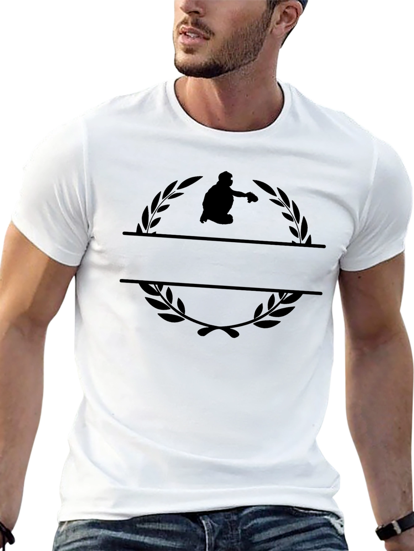 Customizable Silhouette Wreath T-Shirt - Black