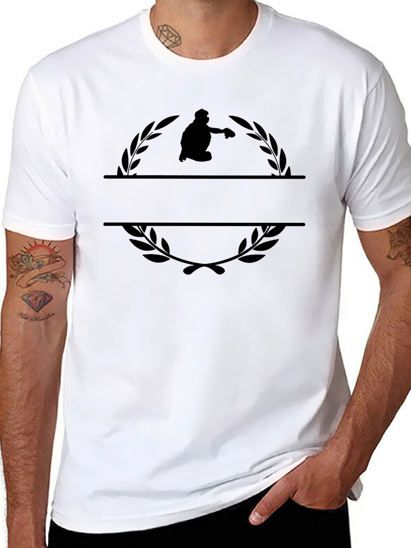 Customizable Silhouette Wreath T-Shirt - Black